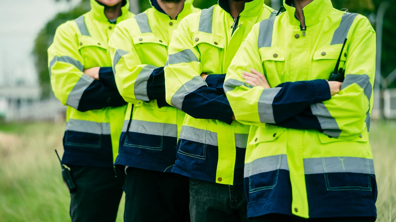 Outdoor operations team in high-visibility workwear